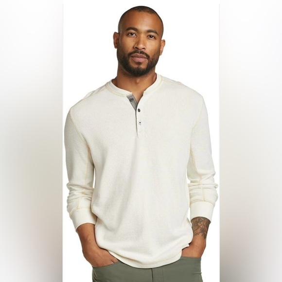 Eddie Bauer Other - Eddie Bauer Sweatshirt Cream Henley Shirt Men’s Favourite Thermal Cotton Size L